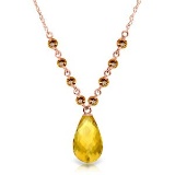 14K Solid Rose Gold Necklace with Natural Citrines