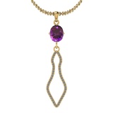 1.42 Ctw VS/SI1 Amethyst And Diamond 10K Yellow Gold Necklace