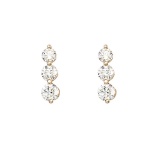 Certified 14k Yellow Gold 1.50 CTW 3 Stone Diamond Earring 1.5 CTW