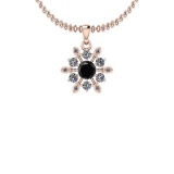 0.97 Ctw I2/I3 Treated Fancy Black And White Diamond 14K Rose Gold Pendant