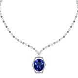 6.28 Ctw VS/SI1 Tanzanite And Diamond 14k White Gold Victorian Style Necklace