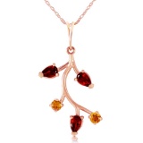 14K Solid Rose Gold Necklace with Garnets & Citrines