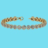 Certified 4.59 Ctw SI1/I2 Diamond 18K Yellow Gold Bracelet