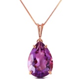 5 Carat 14K Solid Rose Gold Teardrop Amethyst Necklace