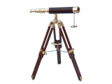 Floor Standing Brass/Leather Harbor Master Telescope 30in. - Leather