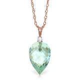 11.3 Carat 14K Solid Rose Gold Pointy Blue Topaz Diamond Necklace