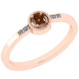 0.14 Ct Natural Yellow Diamond I2/I3And White Diamond I2/I3 14k Rose Gold Vintage Style Ring