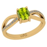 0.62 Ctw I2/I3 Peridot And Diamond 10K Yellow Gold Ring