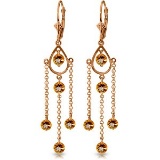 14K Solid Rose Gold Chandelier Earrings with Natural Citrines