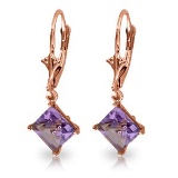 3.2 CTW 14K Solid Rose Gold Amethyst Simplicity Earrings