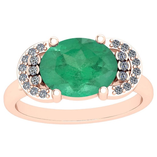 2.85 Ctw VS/SI1 Emerald And Diamond 14K Rose Gold Vintage Style Ring