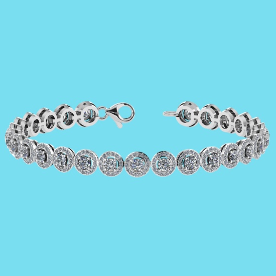 Certified 4.59 Ctw SI1/I2 Diamond 18K White Gold Bracelet