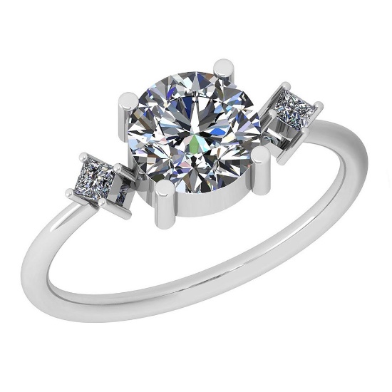 1.37 Ctw Diamond I2/I3 14K White Gold Vintage Style Ring