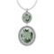 Certified 32.32 Ctw Green Amethyst And Diamond I1/I2 10K White Gold Pendant