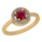 0.62 Ctw Ruby And Diamond SI2/I1 14K Yellow Gold Vintage Style Ring