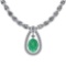 20.93 Ctw I2/I3 Emerald And Diamond 14K White Gold Necklace