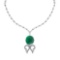 21.45 Ctw VS/SI1 Emerald And Diamond 14k White Gold Victorian Style Necklace