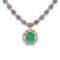 14.44 Ctw SI2/I1 Emerald And Diamond 14K Rose Gold Necklace