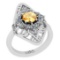 0.82 Ctw I2/I3 Citrine And Diamond 10K White Gold Filigree Anniversary Ring