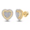 10kt Yellow Gold Womens Round Diamond Heart Cluster Stud Earrings 1/3 Cttw