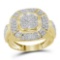 10kt Yellow Gold Mens Round Diamond Circle Cluster Ring 1/2 Cttw