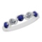 0.50 Ctw SI2/I1 Blue Sapphire And Diamond 14K White Gold Band Ring