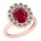 2.42 Ctw Ruby And Diamond I2/I3 14K Rose Gold Vintage Style Ring