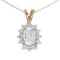 Certified 10k Yellow Gold Oval White Topaz And Diamond Pendant
