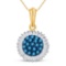 10kt Yellow Gold Womens Round Blue Color Enhanced Diamond Cluster Pendant 1/2 Cttw