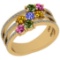 1.25 Ctw SI2/I1 Multi Sapphire,Tanzanite And Diamond 14K Yellow Gold Engagement Band Ring