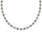 4.04 Ctw SI2/I1 Emerald And Diamond Style Bezel Set 14K Rose Gold Necklace