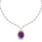 26.18 Ctw VS/SI1 Amethyst And Diamond 14k Rose Gold Victorian Style Necklace