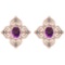 Certified 0.74 Ctw Amethyst And Diamond I1/I2 14K Rose Gold Stud Earrings