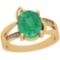 2.54 Ctw Emerald And Diamond I2/I3 14K Yellow Gold Vintage Style Ring