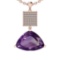 32.37 Ctw I2/I3 Amethyst And Diamond 10K Rose Gold Vintage Style Pendant