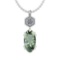 Certified 10.07 Ctw Green Amethyst And Diamond I1/I2 10K White Gold Pendant