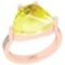 5.55 Ctw I2/I3 Lemon Topaz And Diamond 10K Rose Gold Ring