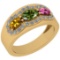 1.08 Ctw I2/I3 Multi Sapphire And Diamond 10K Yellow Gold Wedding Band Ring