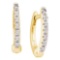 10kt Yellow Gold Womens Round Prong-set Diamond Single Row Hoop Earrings 1/12 Cttw