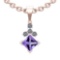 1.77 Ctw Amethyst And Diamond I2/I3 10K Rose Gold Pendant