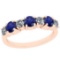 1.86 Ctw I2/I3 Blue Sapphire And Diamond 14K Rose Gold Band Ring