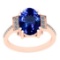 4.00 Ctw VS/SI1 Tanzanite And Diamond 14K Rose Gold Victorian Style Ring