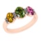 0.95 Ctw I2/I3 Multi Sapphire And Diamond 10K Rose Gold three Stone Ring