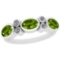 1.64 Ctw Peridot And Diamond I2/I3 14K White Gold three Stone Ring