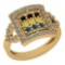 0.80 Ctw I2/I3 Treated Fancy Blue ,Black,Yellow And White Diamond 14K Yellow Gold Ring