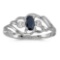 Certified 14k White Gold Oval Sapphire And Diamond Ring