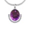 Certified 12.12 Ctw I2/I3 Amethyst And Diamond 14K White Gold Pendant