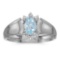 Certified 14k White Gold Oval Aquamarine And Diamond Ring