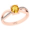 0.62 Ctw I2/I3 Citrine And Diamond 10K Rose Gold Ring