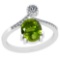 3.45 Ctw VS/SI1 Peridot And Diamond Platinum Vintage Style Ring